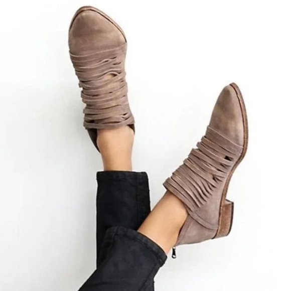 Free People Shoes - Free People Lost Valley Distressed Strappy Ankle Boots Size 38 (US 8)